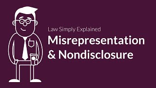 Misrepresentation and Nondisclosure  Contracts  Defenses amp Excuses [upl. by Lorrac]