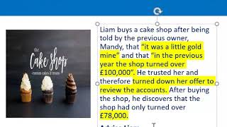 How to apply misrepresentation Liam cupcake scenario [upl. by Voletta]