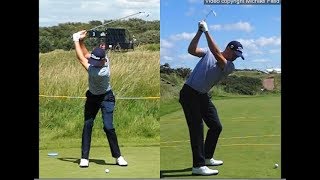 Justin Thomas golf swing  Long Iron faceon amp downtheline July 2017 [upl. by Vidovik546]