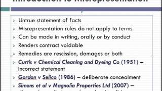 Misrepresentation Lecture 1 of 4 [upl. by Algy]